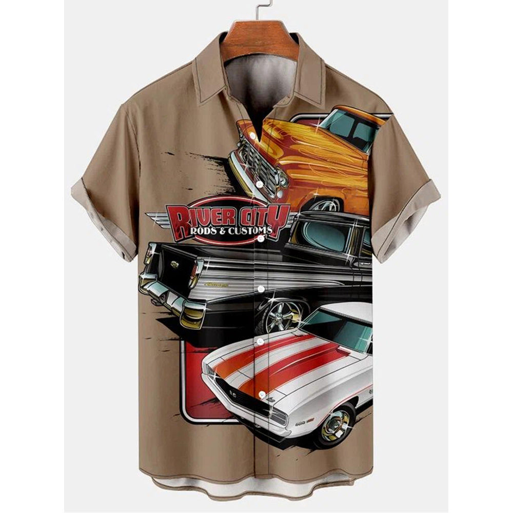 Shirt 3D Digital Printing Loose Short Sleeve Shirt Men's Top