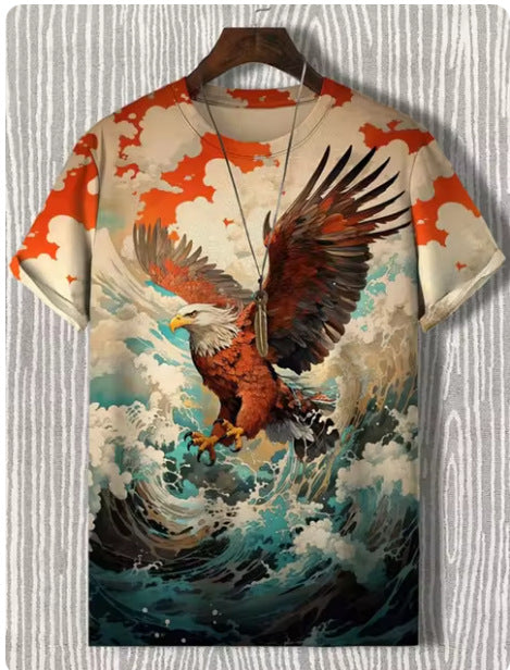 Men's Japanese Style Ukiyo-e Graphic 3D Printed Casual Short-sleeved T-shirt