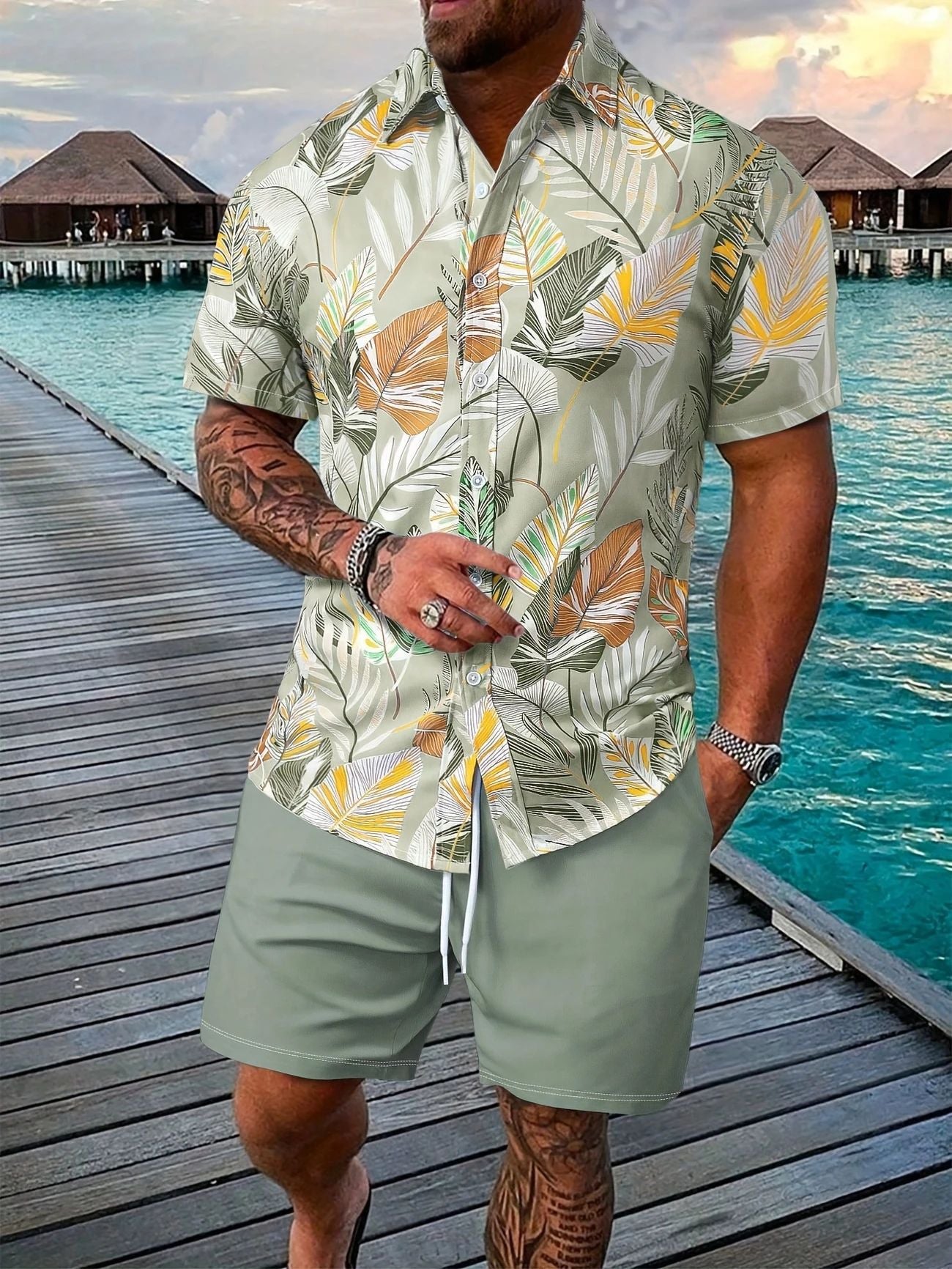 Amazon Men's Summer Suit Ice Breathable Casual Suit Shirt Men's Shirt