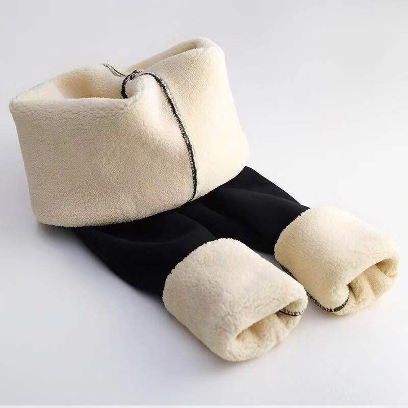 Thick Black Leggings With Added Fleece, Women's High Waisted Tight And Warm Pants
