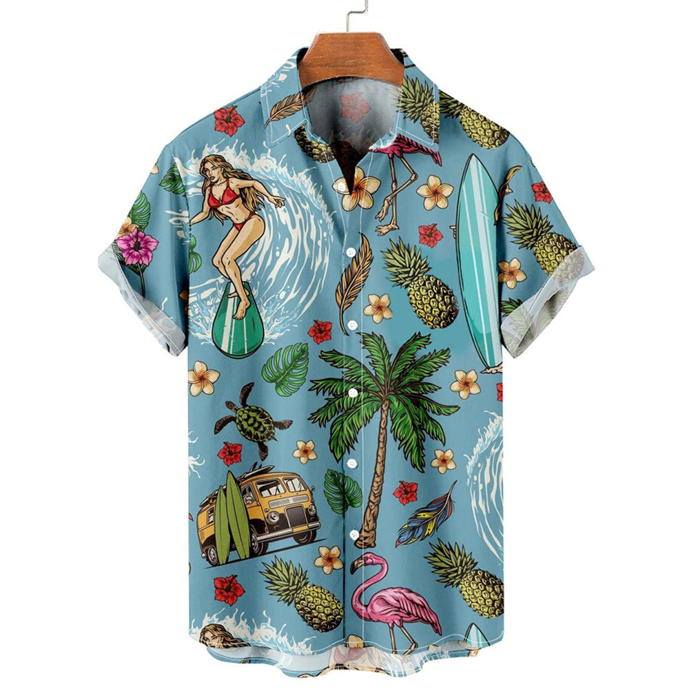 Shirt 3D Digital Printing Loose Short Sleeve Shirt Men's Top