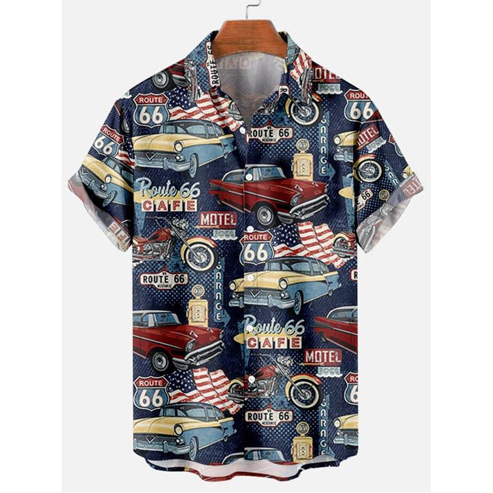 Shirt 3D Digital Printing Loose Short Sleeve Shirt Men's Top