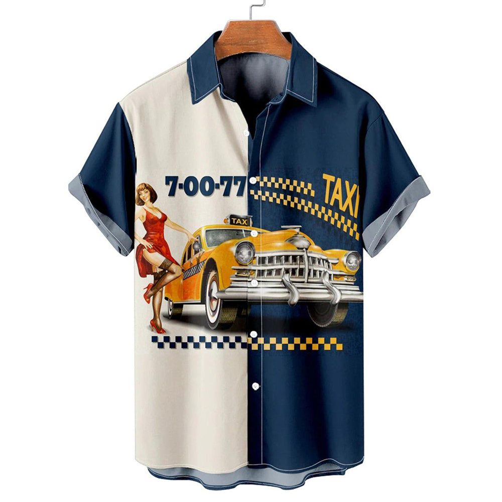 Shirt 3D Digital Printing Loose Short Sleeve Shirt Men's Top
