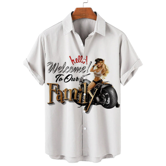 Shirt 3D Digital Printing Loose Short Sleeve Shirt Men's Top
