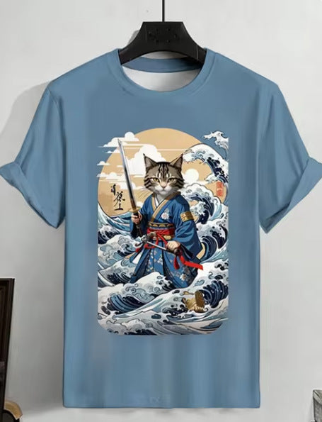 Men's Japanese Style Ukiyo-e Graphic 3D Printed Casual Short-sleeved T-shirt
