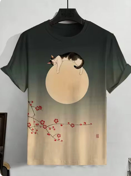 Men's Japanese Style Ukiyo-e Graphic 3D Printed Casual Short-sleeved T-shirt