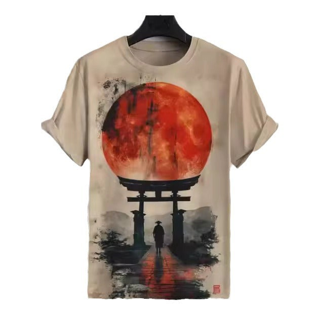 Men's Japanese Style Ukiyo-e Graphic 3D Printed Casual Short-sleeved T-shirt