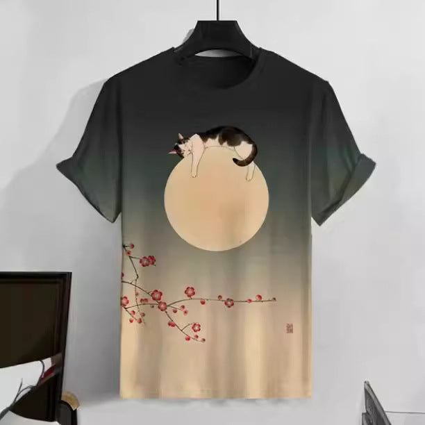 Men's Japanese Style Ukiyo-e Graphic 3D Printed Casual Short-sleeved T-shirt