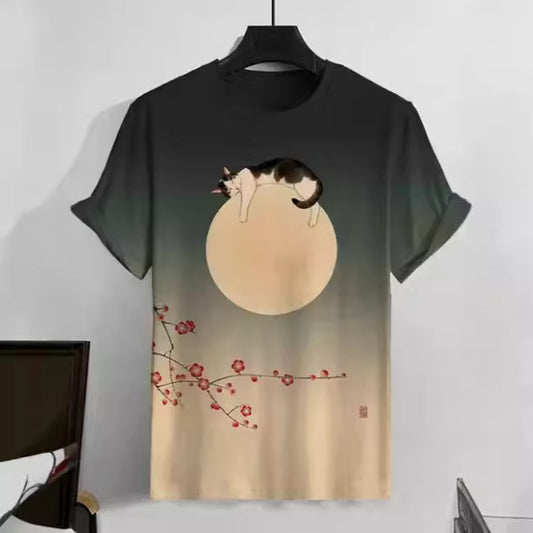 Men's Japanese Style Ukiyo-e Graphic 3D Printed Casual Short-sleeved T-shirt