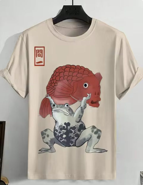 Men's Japanese Style Ukiyo-e Graphic 3D Printed Casual Short-sleeved T-shirt