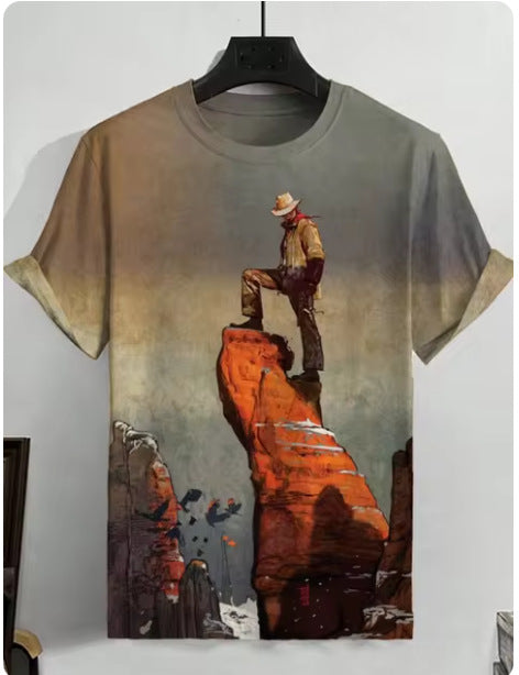 Men's Japanese Style Ukiyo-e Graphic 3D Printed Casual Short-sleeved T-shirt