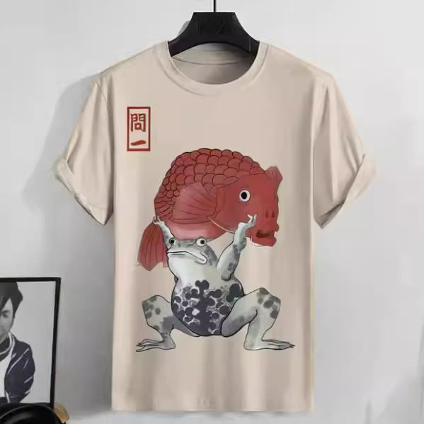 Men's Japanese Style Ukiyo-e Graphic 3D Printed Casual Short-sleeved T-shirt