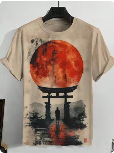 Men's Japanese Style Ukiyo-e Graphic 3D Printed Casual Short-sleeved T-shirt